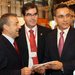 Imagen del Alcalde y el Concejal de Turismo del Ayuntamiento de Arona, Jos� Alberto Gonz�lez Rever�n y Francisco Jos� Ni�o, respectivamente, junto al Presidente del Gobierno de Canarias, Paulino Rivero, durante la inauguraci�n del FITUR 2012. Enero 2012