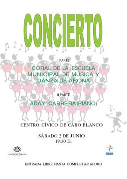 Imagen del cartel concierto mixto de la Coral de Arona y  de Piano.
